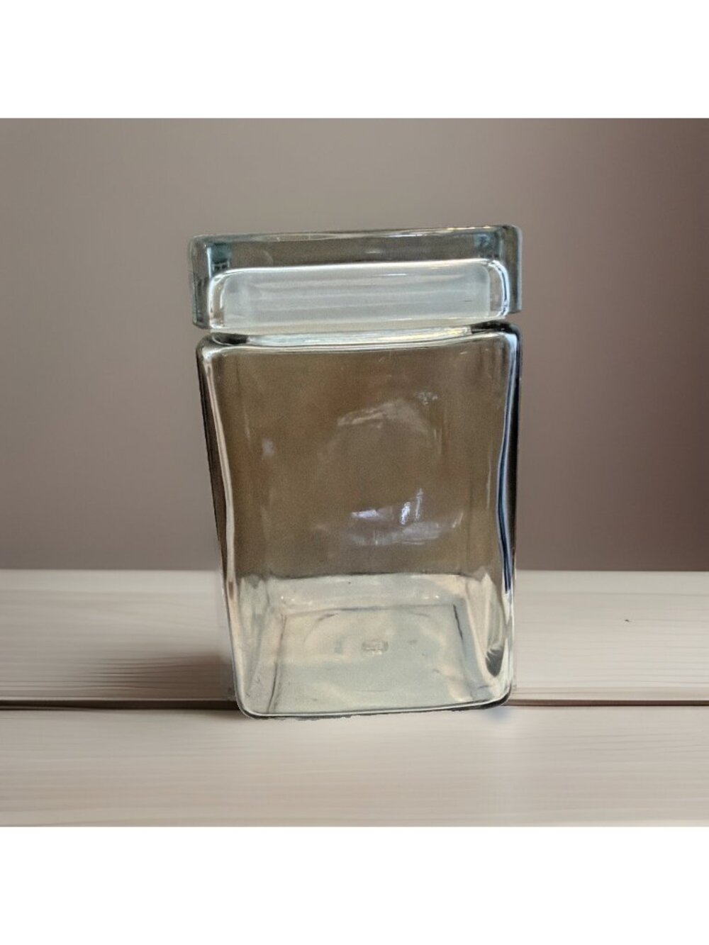 7.5" Tall Square Clear Glass Canister With Hermetic Seal 4.25" Square